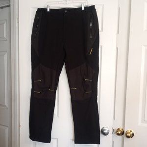 MagcoMsen Black Soft Shell Waterproof Lined Hiking Fishing Pants